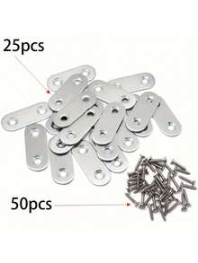 Stainless Steel 2-Hole Flat Mending Plates With Screws, Straight Connector Brackets For Furniture, Shelves And Wood Repairs - Multiple Styles - View 10