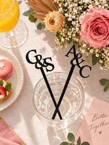 10/30/50/100pcs Custom Wedding Personalized Letter Stirrer | Party Decoration, Acrylic Gold Mirror Letter Custom Acrylic Stirrer - Multicolor - View 3