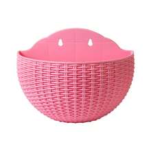 1pc Faux Rattan Bamboo Wall Hanging Planter, Semi-Circular Design, No Drilling Required, Perfect For Indoor And Outdoor Gardening, Balcony And Patio Decoration, Wall-Mounted Green Plant Pot - Flowerpot - View 24