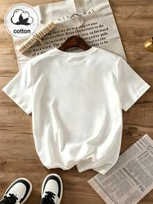 Elegant Women's Short Sleeve T-Shirt, Fashionable Versatile, Decorated With Butterfly Crystal Wings - White - View 6