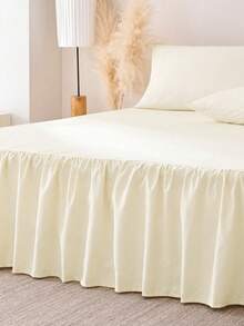 HONEYMOON 1pc Basic Lightweight Ruffle Bed Skirt, Classic Style, Soft & Fashionable, 100% Microfiber Material, 16 Inch Drop, Suitable For Home Bedding, School Dorm, Back To School Essential, Beige - Beige - View 8