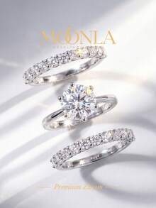 1pc Shiny Zirconia Round Ring Set, Women's Engagement Wedding Party Daily Wear Anniversary Jewelry Gift - Silver - View 3
