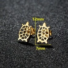 1 Pair Hollow Turtle Earrings Stainless Steel Cute Sea Animal Ear Jewelry Tiny Tortoise Earrings Gift For Animal Lovers - GED367 - View 3