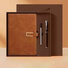 Personalized Dad Line Art Leather Notebook And Pen Set, Customizable Photo Engraved Notebook, Father's Day Gift From Daughter/Son To Father - Multicolor - View 11