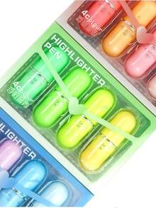 4pcs Creative Shaped Fluorescent Highlighter Pens, Macaron Color Series, Key Point Marking, Highly Attractive Office Gift, Back To School Season - Multicolor - View 9