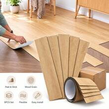 5pcs 15x91cm Long PVC Floor Stickers, Self-Adhesive Floor/Wall Decor Stickers, Premium Quality, Suitable For Living Room, Bedroom, Study, Office - Multicolor - View 2