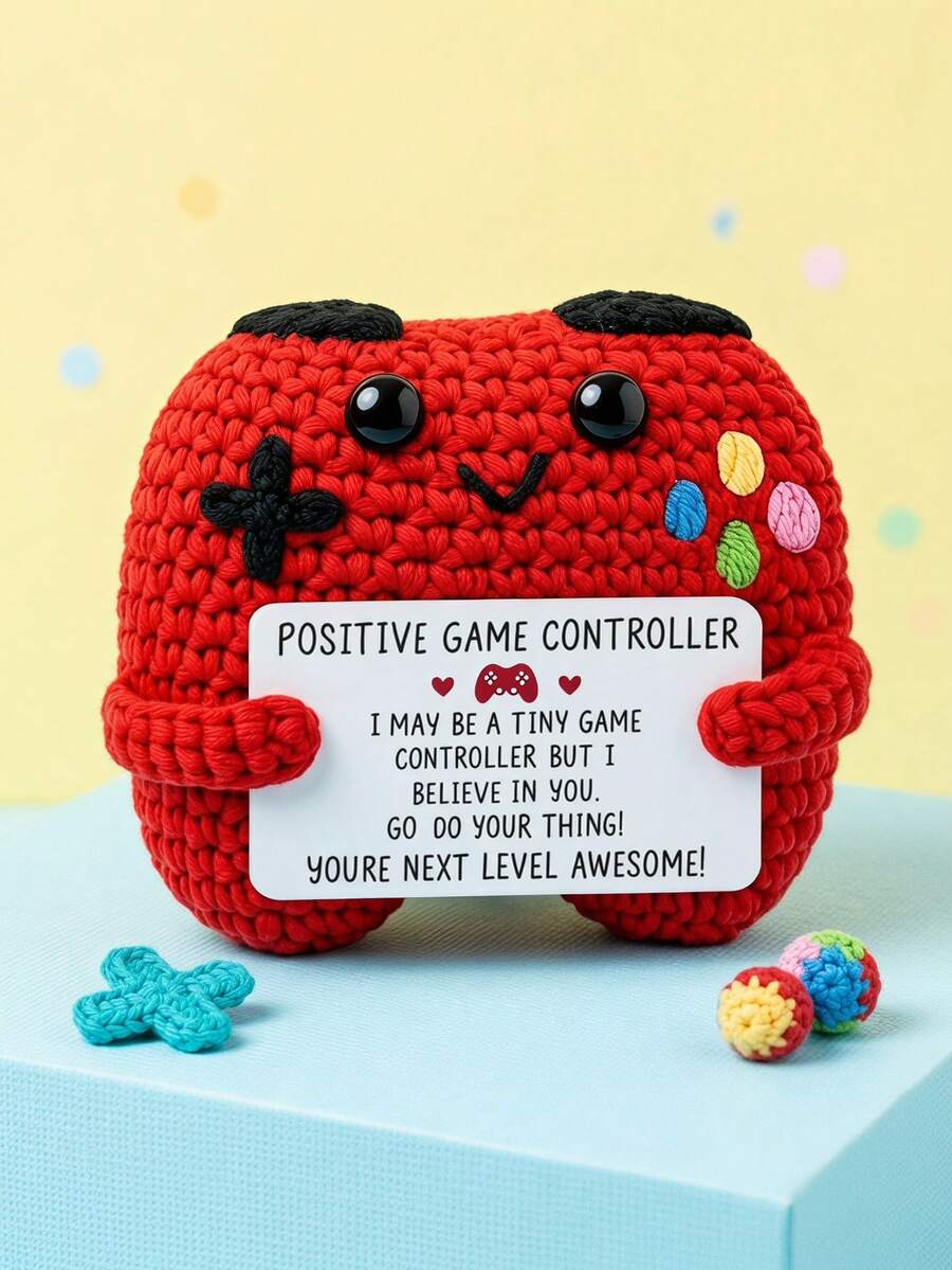 POKOJA LAND Inspirational Crochet Game Controller Christmas Gift, Handmade Game Controller Gift For Teenage Boys, Gamers, Sons Or Brothers, Emotional Crochet Decor, Christmas Stocking Stuffer - Multicolor - View 1