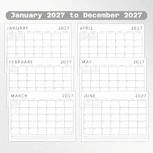 2027 極簡主義壁掛日曆，12個月大格壁掛日曆，寬敞書寫空間 + 備忘錄區域，居家辦公行程規劃 - 簡約-1 - 查看 6