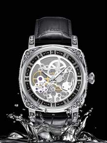1pc Waterproof Luminous Carved Automatic Tourbillon Hollow Mechanical Men's Watch, Scratch-Resistant Stainless Steel Case, Fashion Business Luxury Sports Classic Minimalist Self-Winding Men's Mechanical Wristwatch, Suitable For Halloween, Christmas, Father's Day, Birthday, Back To School Season, Students, Holidays, Valentine's Day, Dates, Business, Daily Wear, Gifts And More Occasions. - Black - View 8