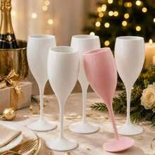6/4/2pcs Reusable Champagne Glasses, Ivory White Royal Champagne Glass Set, Elegant Long Stem Drinkware, Suitable For Weddings, Large Banquets, Holiday Parties, Housewarming, Family Dinner Table Decor - View 2