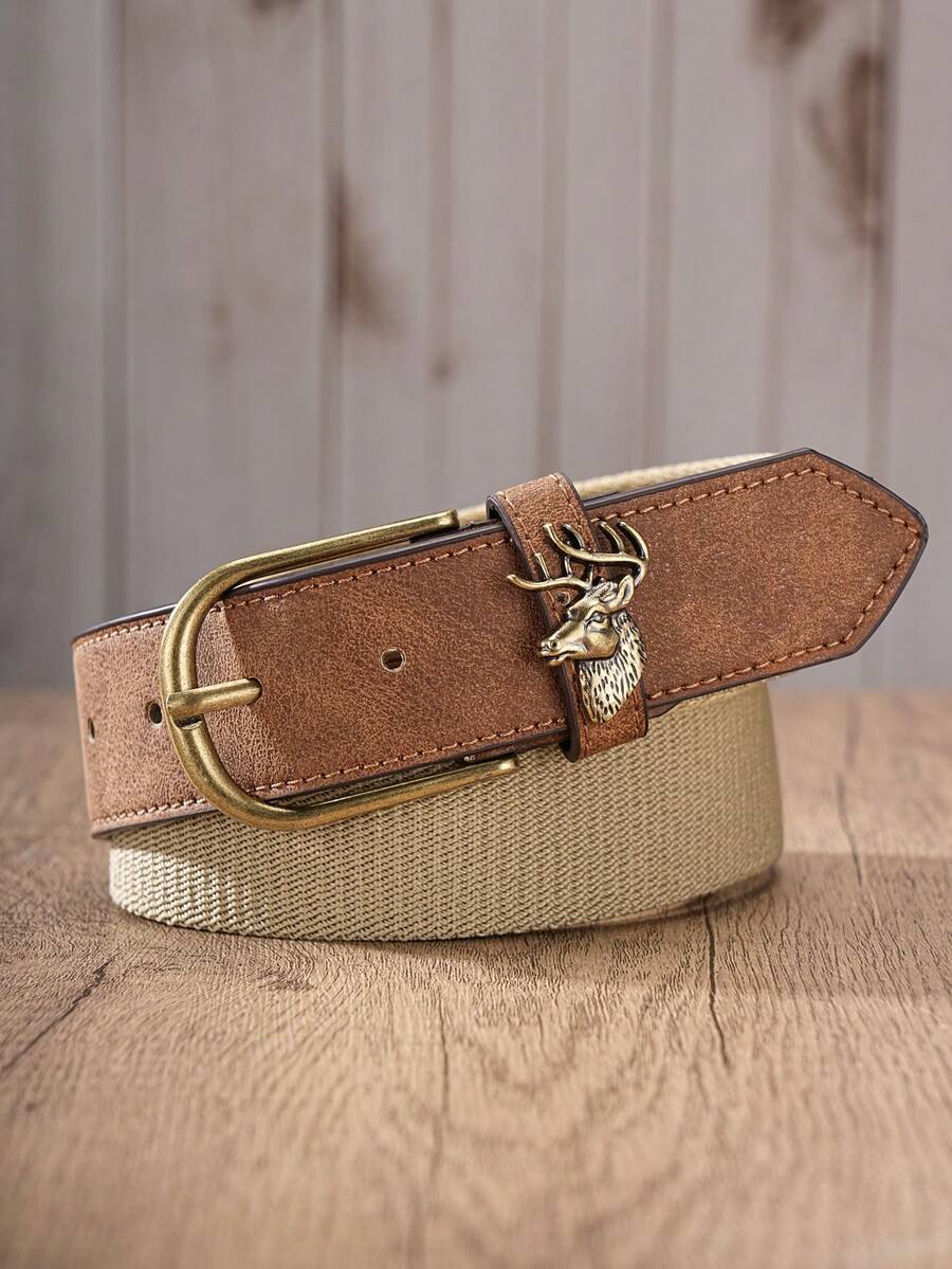 1pc Casual Minimalist Buckle Belt Women's Vintage Patchwork Decorative Waist Belt Suitable For Matching Dresses And Jeans - BH1251 - View 1