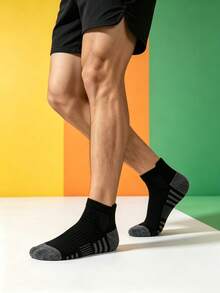 1/5/10/20 Pairs Men's Mesh Tab Short Socks, Striped Design, Simple Versatile, Comfortable Soft Casual Socks - Multicolor - View 3