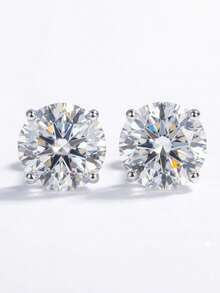 1 buah Anting Tusuk Moissanite Gaya Klasik 2CT 4-Prong Berlian Tunggal, Cocok Untuk Pemakaian Sehari-hari dan Acara Khusus Wanita - Anting-anting moissanite empat cakar - View 4