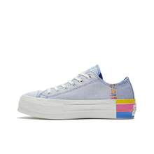 Converse Chuck Taylor All Star Rainbow Platform Low Top Comfortable Stylish Low-Top Canvas Shoes Women's Blue Striped - Blue - View 10