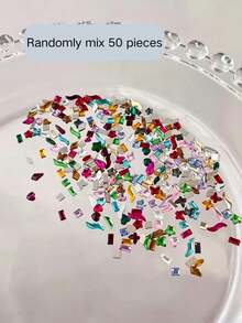 50/100pcs Fall, Autumn, Fall Nails New Colorful Irregular Nail Rhinestones, Mixed Shapes Colorful Gemstones For DIY Nail Art Decoration, Easily Create Autumn Atmosphere Nails - Multicolor - View 7
