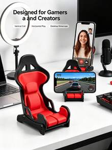 Racing Seat Style Phone Holder, Office Desk Phone Stand, Universal Desktop Smartphone Holder, Suitable For Gaming, Video Watching And Desktop Use - Multicolor - View 1