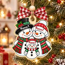 Custom Snowman Family Christmas Ornament, Festive Red & Green Winter Decor, Personalized 2-6 Names Christmas Tree Decorations, Customized Wall Hanging For Holiday Party Supplies, Customizable 2026 Family Keepsake Christmas Gift, Merry Christmas - Style F - View 6