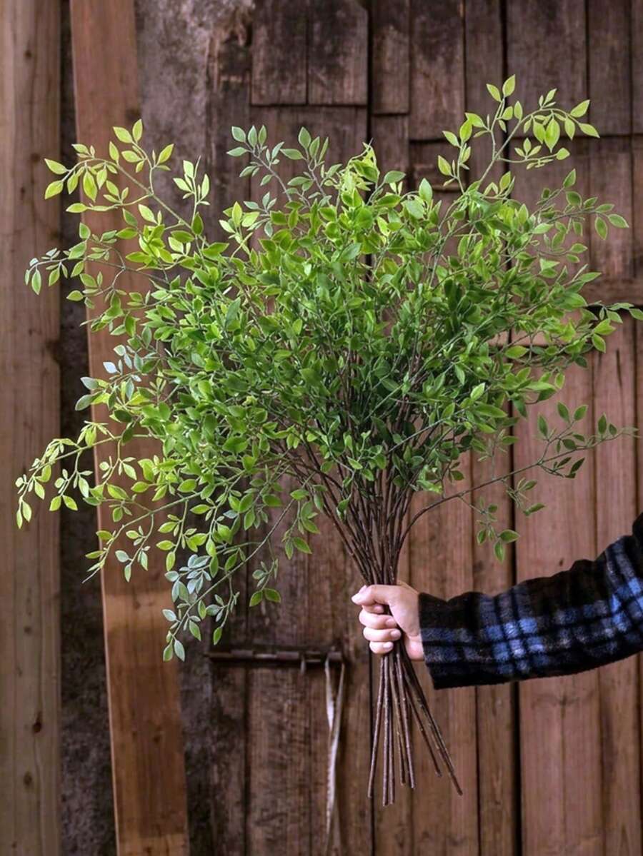 1pc/2pcs/3pcs Artificial Bamboo Branches, Autumn Home Decor, PVC Material, Long Stem Faux Greenery Stems, Suitable For Halloween Decoration, Wedding Party, Room Accent, Suitable For Homeowners, Autumn Halloween - Green - View 1