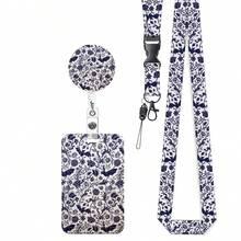1pc Purple Bat Flower ID Badge Reel Retractable Badge Holder, Teacher ID Card Holder With Detachable Lanyard Badge Clip, Vertical ID Card Protector Work Badge Holder Business Card Holder, Suitable For Doctors, Nurses, Office Staff - Business Model - View 10