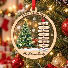 Custom 2-7 Names Round Christmas Tree Signpost Ornament, Festive Personalized Family Name Tree Decoration, Customized Wall Hanging And Holiday Party Decor, Customizable 2026 Christmas Keepsake Gift For Family And Friend, Living Room Decor, Home Decor - Style C - View 6