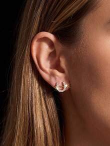 1pc Moissanite Stud Earrings, Fashionable U-Shaped Horseshoe Design, Suitable For Women's Daily Wear And Gifting - U-shaped Horseshoe Moissanite Earrings - View 7