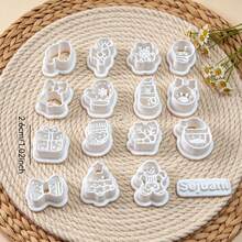 16pcs Christmas Assorted Shape Clay Cutters, Holiday Embossing Molds, DIY Handmade Earring Pendant Jewelry Craft Supplies - 16 Pieces - View 2