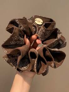 1pc Ditsy Floral Casual Polyester Retro Floral Scrunchie Hair Tie For Women, Elegant Hair Accessory For Bun, Low Ponytail, Versatile Hair Rope - Multicolor - View 12