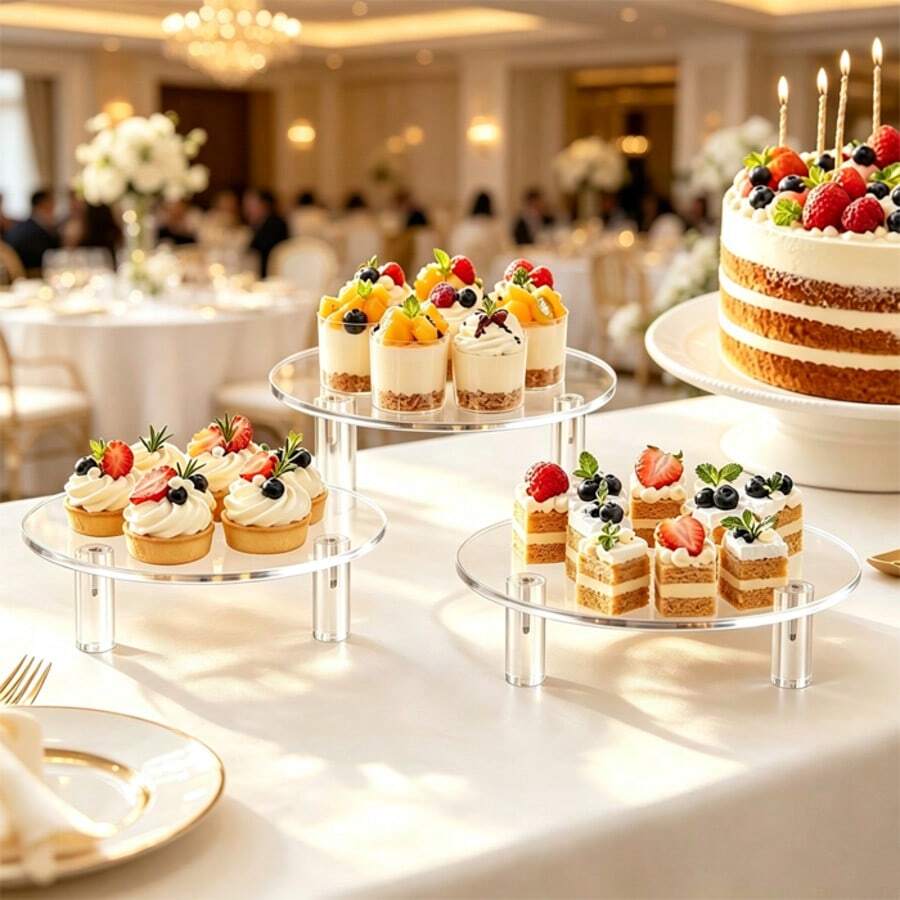 Acrylic Decorative Dessert Stand Round Cupcake Rack Acrylic Display Stand Birthday Wedding Decoration Transparent Dessert Display Rack - Clear - View 1