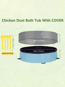 Chicken Dust Bath Tub With Rain Cover, Foldable Poultry Sand Bath Pool With Drain Plug, Portable Backyard Coop Accessories For Hens, Roosters, Chicks And Ducks - View 7