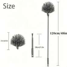 1pc Telescopic Spider Web Cleaner Made Of Metal And Resin, Manual Operation, Suitable For Living Rooms, Bedrooms, Bathrooms, And Kitchens - No Batteries Required - Grey - View 13