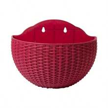 1pc Faux Rattan Bamboo Wall Hanging Planter, Semi-Circular Design, No Drilling Required, Perfect For Indoor And Outdoor Gardening, Balcony And Patio Decoration, Wall-Mounted Green Plant Pot - Flowerpot - View 20