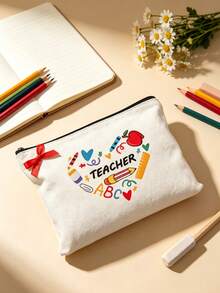 Teacher Series Pattern Makeup Bag,Suitable For Teachers,Portable Multi-Functional Storage Bag, Large Capacity Pencil Case, Lightweight Makeup Bag - Multicolor - View 8