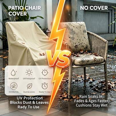 Outdoor Waterproof High Back Chair Cover, Rainproof, Snowproof, Dustproof And Sunproof, Multiple Sizes, Suitable For Various Types Of Chairs
