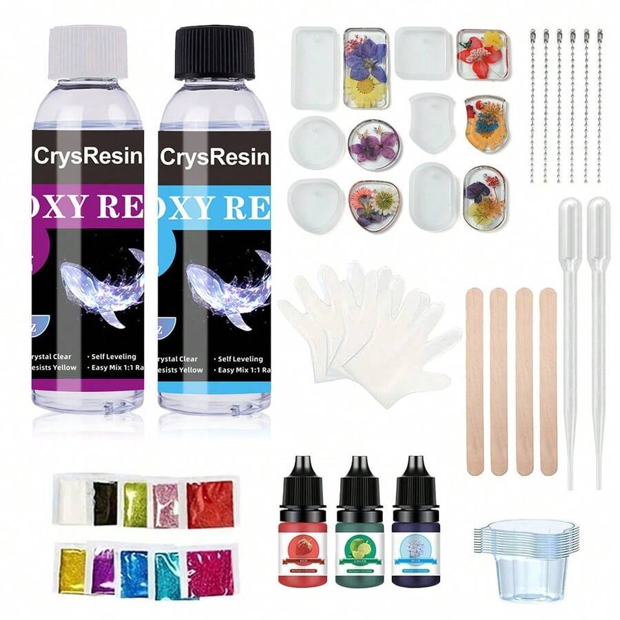 1:1 Epoxy Resin Kit Crystal Clear Hard Bubble-Free Non-Yellowing Fast Drying Suitable For Jewelry Casting Art Coating DIY Molds Table Projects