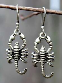 Scorpion 3D Embossed Ear Hook, Unique Style, Suitable For Fashion-Forward People - Silver - View 1