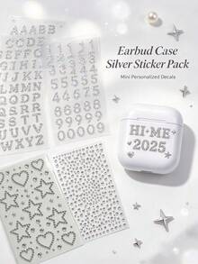 1pc/2pcs/3pcs/4pcs 3D Silver Rhinestone Decor Sticker Set With English Letters, Numbers, Hearts, Stars, Luxury Shiny Texture, Includes Tweezers, Self-Adhesive, Suitable For Phone, Laptop, Camera, Earphones, Water Bottle, Electronic Device Case, Gift Box, Greeting Card, Aromatherapy Container, Storage Box Surface Decoration - one-size - View 9