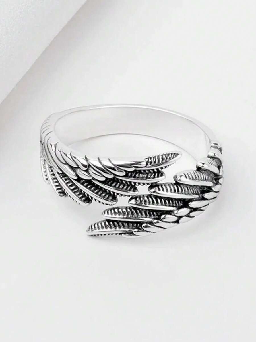 1pc Vintage Punk Wing Copper Adjustable Open Ring Unisex Fashion Jewelry - Wings - View 1