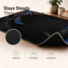 1pc Abstract Graphic Large Mouse Pad For Office Writing, Black Blue Desk Mat, Polyester Fiber Surface, Non-Slip Rubber Base, 4 Sizes Available - View 7