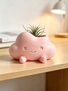 3D Printed Cute Cloud Character Planter, Soft Smiling Face With Little Feet Design, Suitable For Succulents, Prayer Beads And Other Green Plants. Multiple Macaron Colors, Healing Desktop Flower Pot, Fun Potted Plant Decoration For Windowsill And Office - Multicolor - View 15