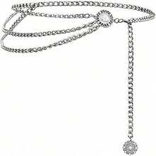 Multi-Layer Metal Waist Chain Belt For Women, Sunflower & Butterfly Pattern, Plus Size Long - Multicolor - View 16