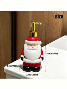 1pc Santa Claus Painted Liquid Dispenser Bottle, Suitable For Bathroom Hand Soap, Shampoo, Body Wash, Conditioner, Refillable Pump Head Bottle - Multicolor - View 14