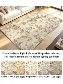 1pc Light Apricot Gentle Pastoral Style, Vine & Floral Faux Cashmere Living Room Rug, Soft Non-Slip Wear-Resistant, Suitable For Living Room, Bedroom Holiday Decor, Office, Non-Slip Door Mat, Bathroom, Hallway, Study Area Rug - Apricot - View 6