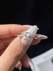 1pc Moissanite Ring, Fashion Double Layer Knot Design Ring, Suitable For Women's Daily Wear And Special Occasions - Rope Moissanite Ring - View 3