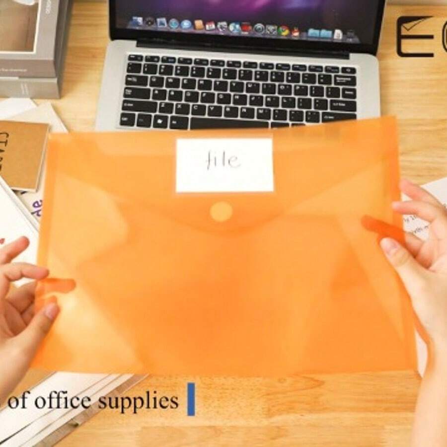 Transparent Snap Button File Bag Office Document Folder Colorful PP Plastic Office Storage Bag - Multicolor - View 1