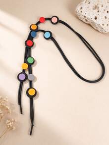 MARLIWOO 1pc Vintage Long Colorful Draped Party Necklace, Fashionable Elegant Autumn Jewelry - Multicolor - View 6