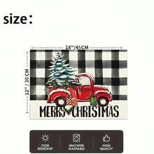1/4/6pcs Christmas Series Black & White Plaid Red Truck & Christmas Tree Pattern Printed Placemats, Heat Resistant Table Mats For Home Kitchen/Dining Table Protection, Party Scene Decoration - Multicolor - View 4