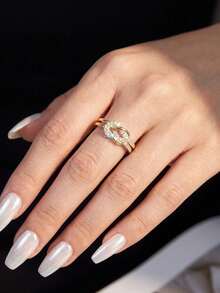 1pc Moissanite Ring, Unique Double Knot Split Band Design, Suitable For Women's Daily Wear And Anniversary - Twin Moissanite Ring - View 7