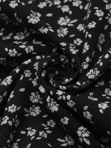 EARO Plus Size Women's Flowy Elegant Ditsy Floral Midi Skirt, Versatile - Black - View 10