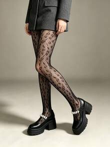 1 Pasang Kaos Kaki Jala Berongga Serbaguna Elastis Tinggi untuk Wanita dengan Motif Leopard, Sempurna untuk Pesta, Bar, dan Klub Malam dengan Gaya Baddie - MultiWarna - View 4