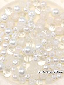 beadia 100/250g 2-10mm 白色系列混色玻璃珠，多款式 DIY 珠寶手工配件，項鍊與手鍊製作材料，適合女性 - 純白系 - 查看 6